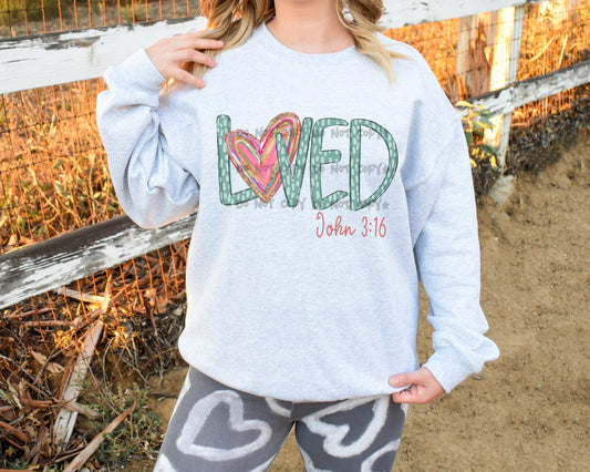 Loved John 3:16 faux gold outline heart-DTF&UV