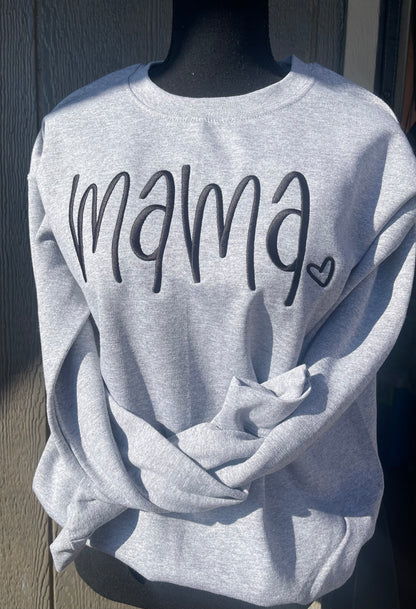 Mama with heart Embroidered Sweatshirt(option to add names to sleeves)