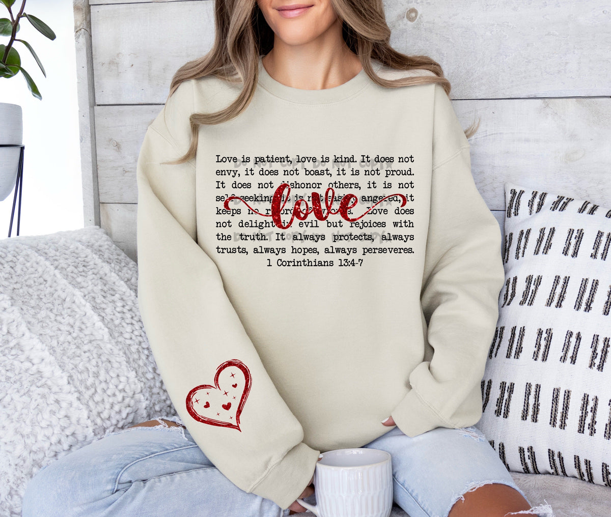 Love glitter heart (SLEEVE)-DTF