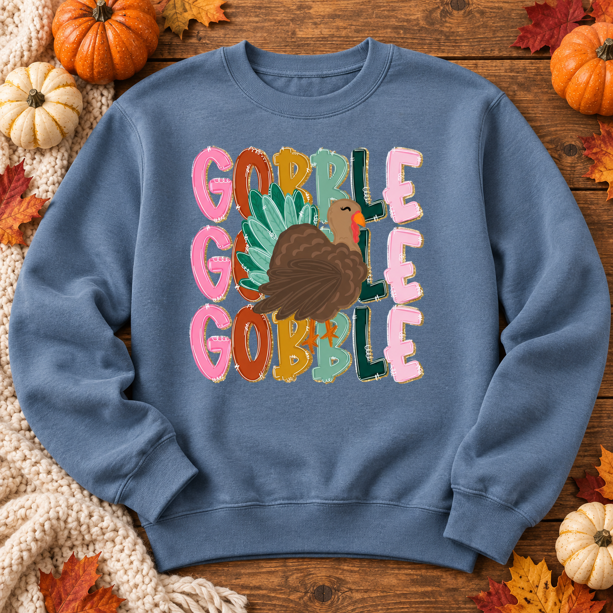 Turkey Gobble stacked- DTF