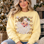 Santa leopard hat tan stripes- DTF DEAL