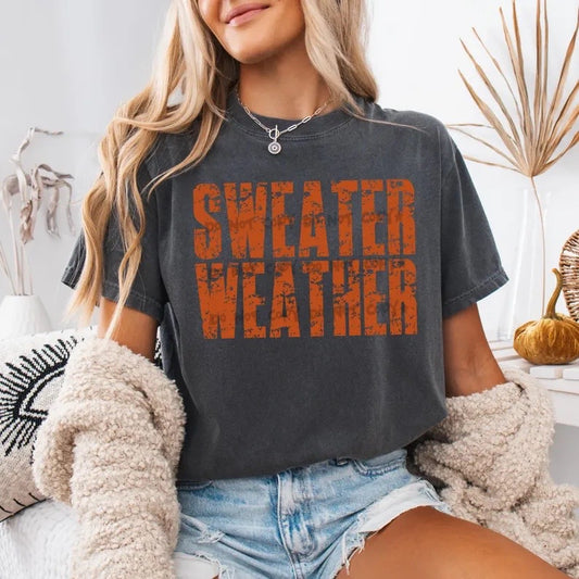 Sweater weather stacked distressed-DTF&UV