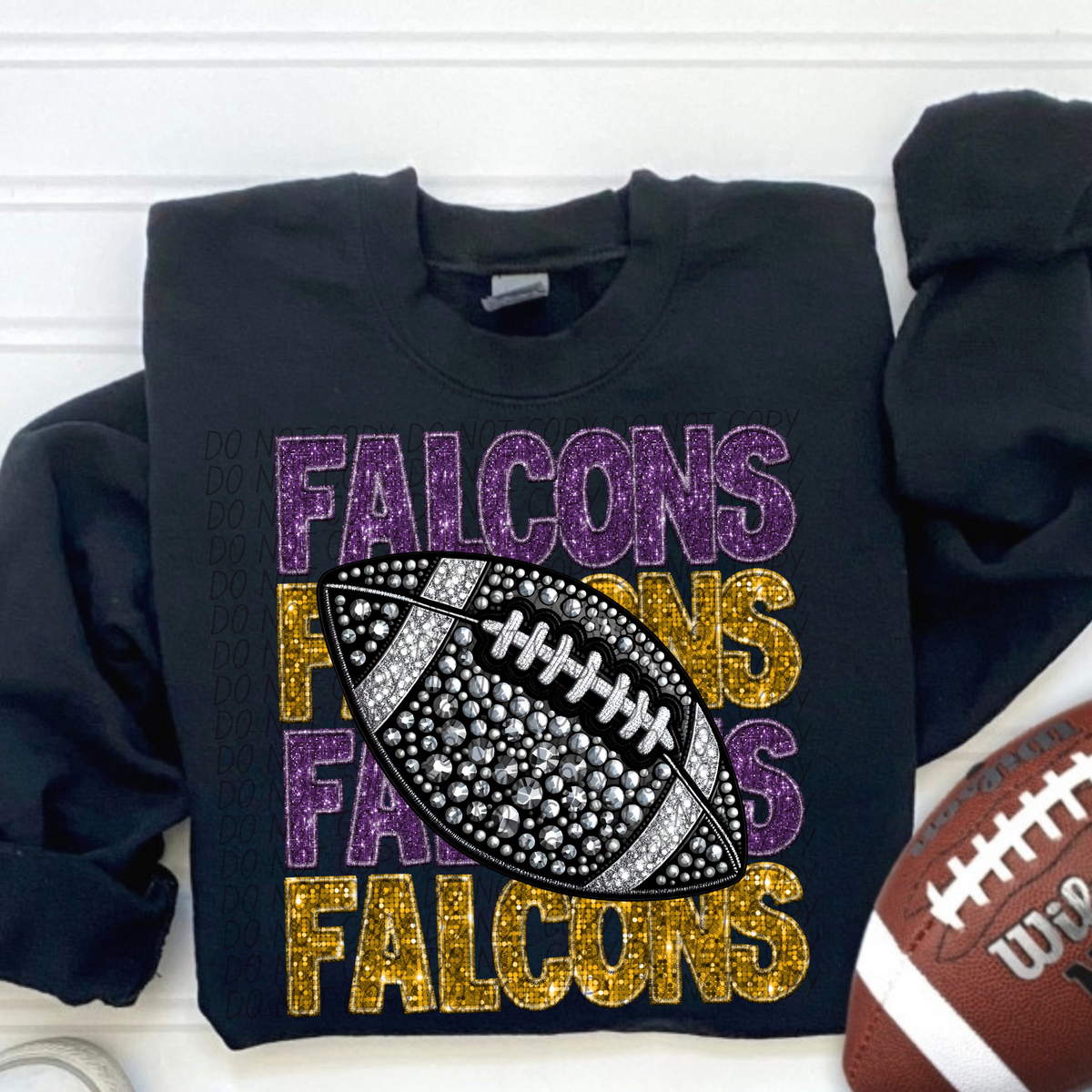 Football Stacked Mascots faux sequin (ALL MASCOTS LISTED IN THIS LISTING-DROPDOWN)-DTF