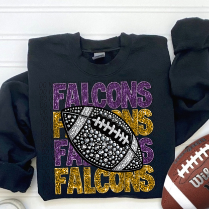 Football Stacked Mascots faux sequin (ALL MASCOTS LISTED IN THIS LISTING-DROPDOWN)-DTF