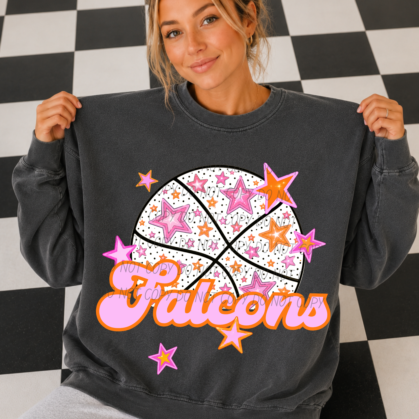 Basketball Pink Orange Stars Mascot (Dropdown)- DTF&UV