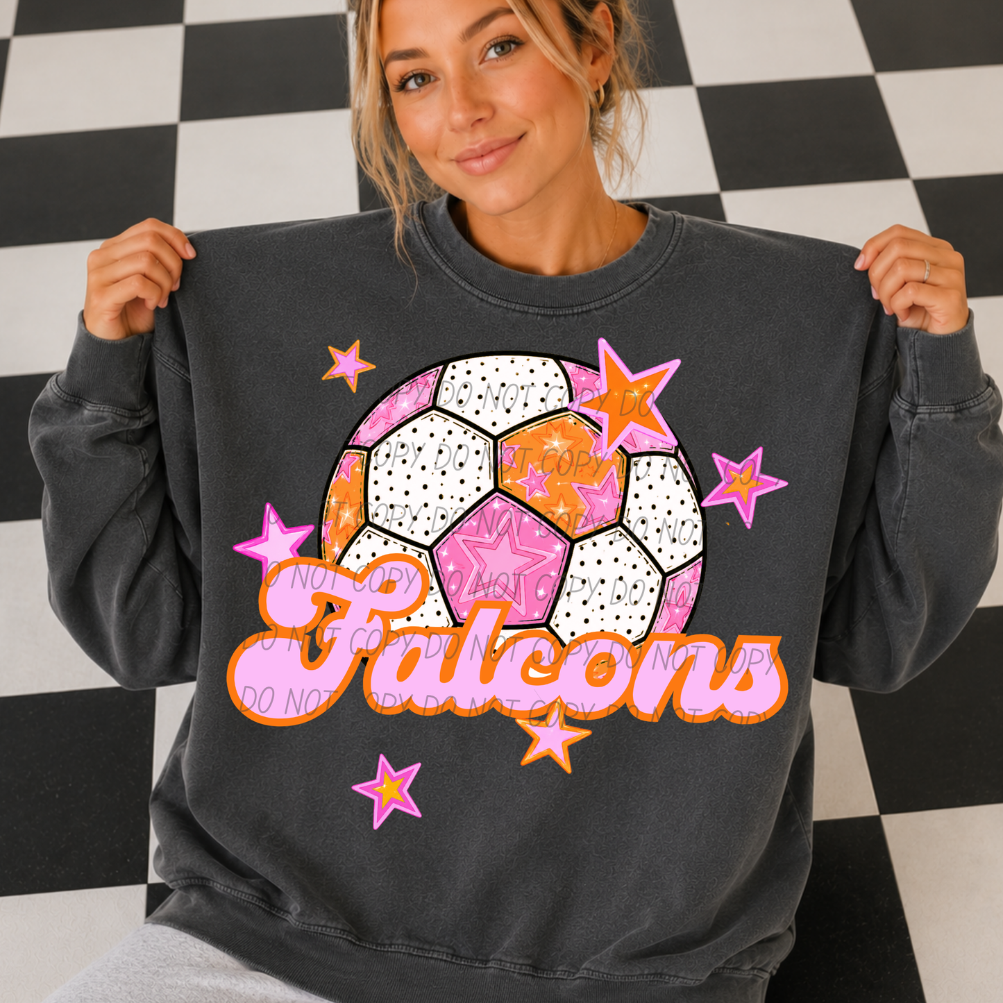 Soccer Pink Orange Stars Mascot (Dropdown)- DTF&UV