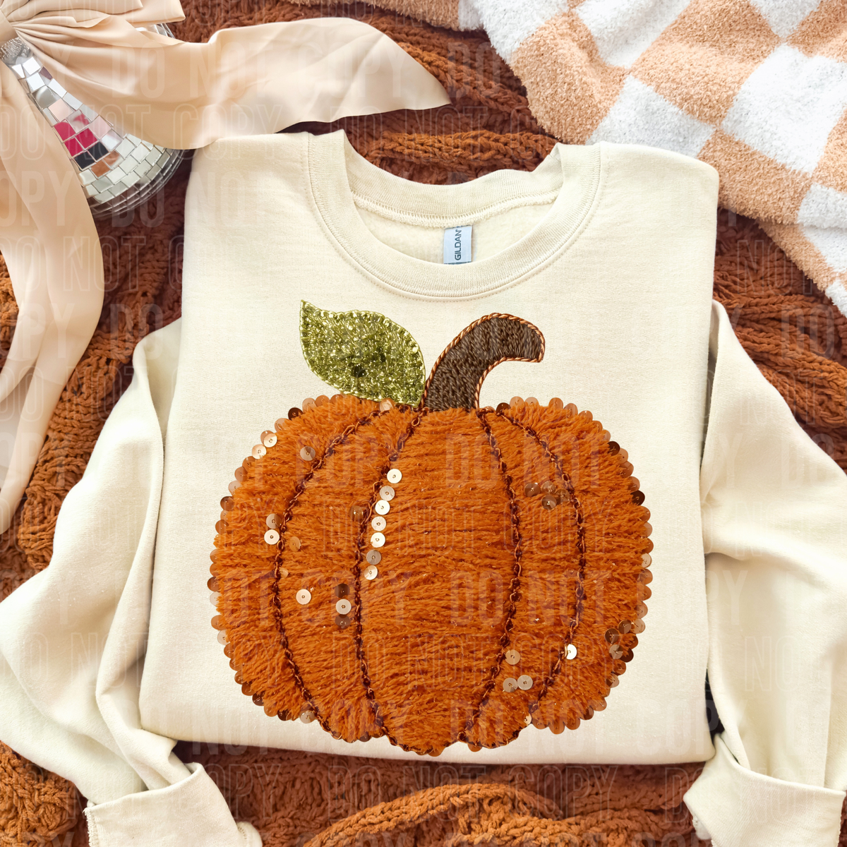 FALL PUMPKIN FAUX YARN SEQUINS_ -DTF&UV