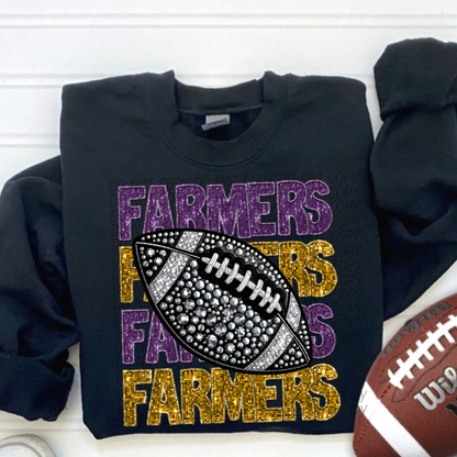 Football Stacked Mascots faux sequin (ALL MASCOTS LISTED IN THIS LISTING-DROPDOWN)-DTF