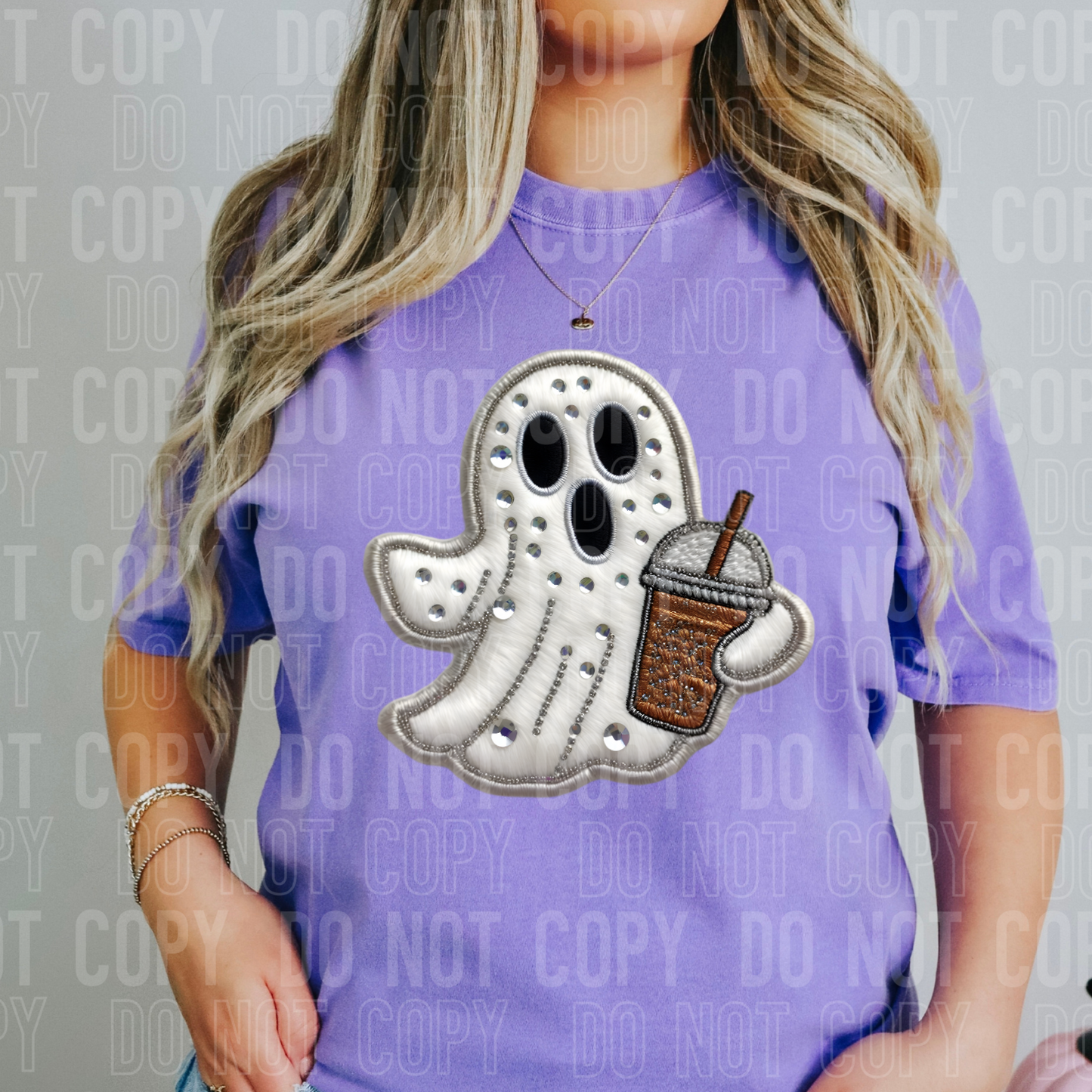 FAUX EMBROIDERY GHOST COFFEE-DTF