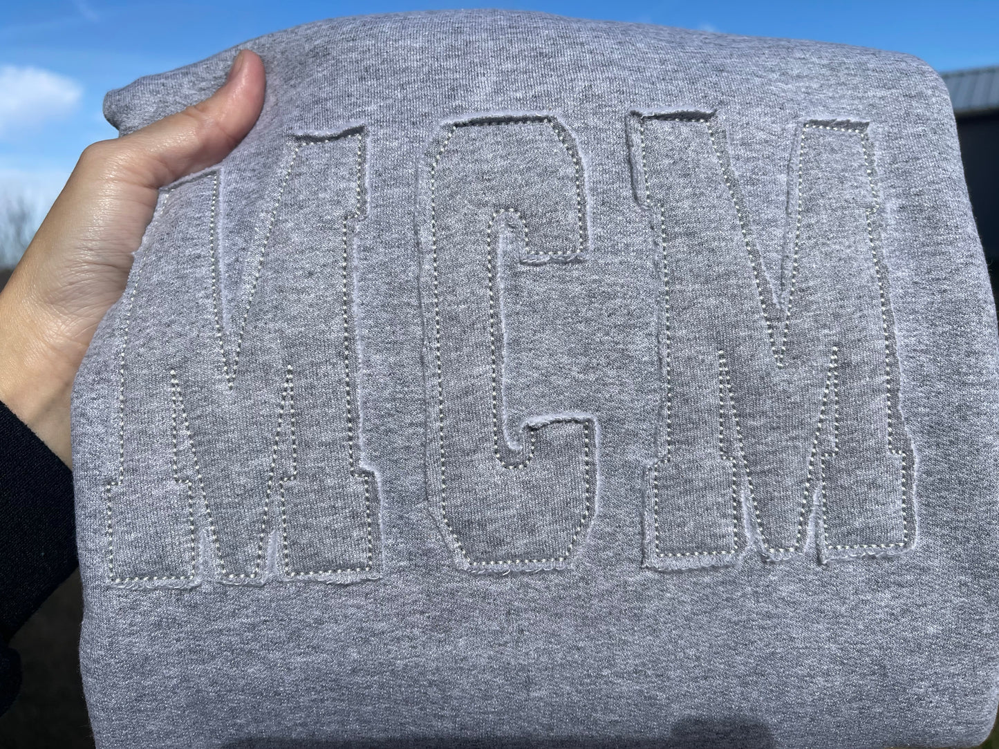Ragged Edge Embroidered Sweatshirt