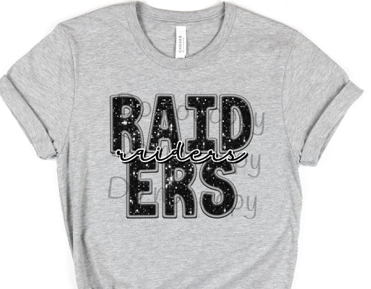 Raiders black sequin raiders-DTF