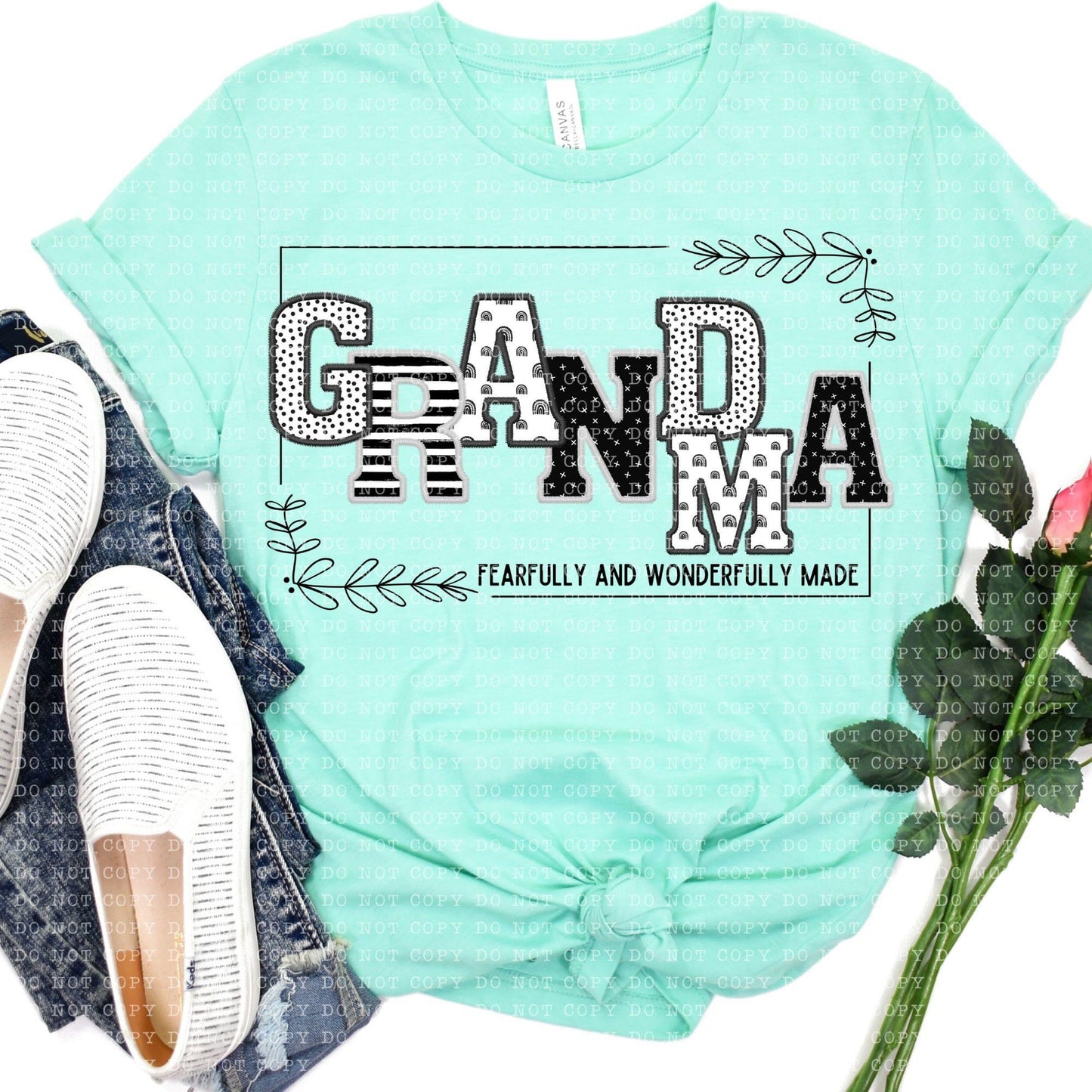 Fearfully And Wonderfully Made Grandma Black And White Mixed Prints  - DTF