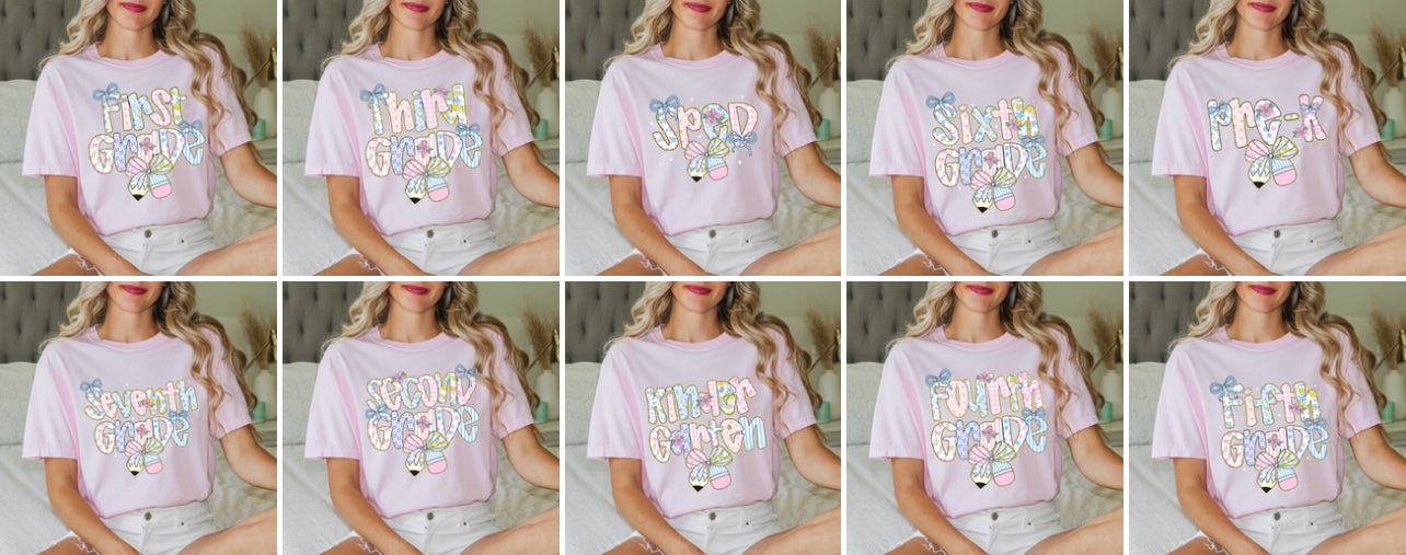 Girl floral Grades (10 Options) -DTF