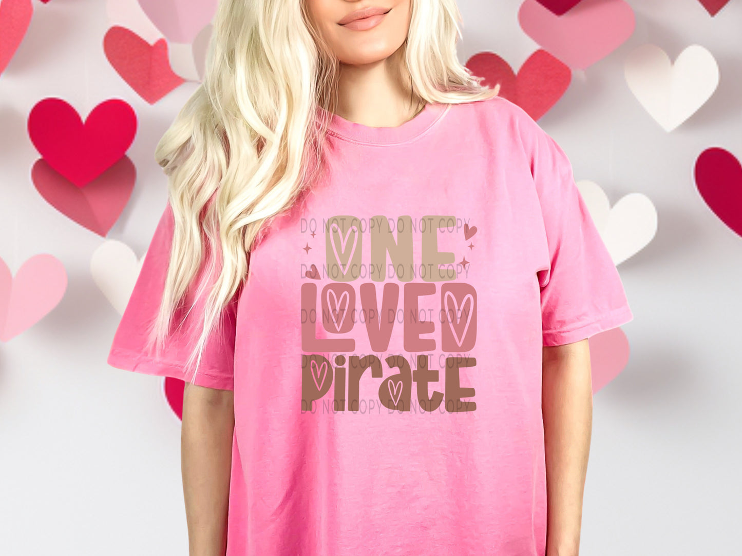 One Loved Pirate Pink Hearts DTF