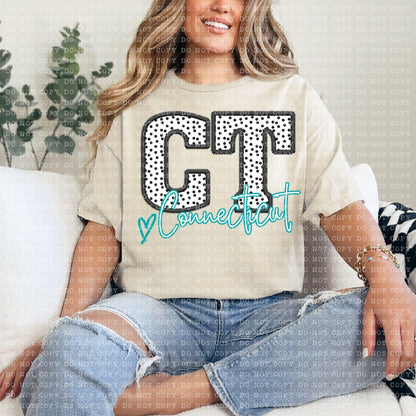 Polka Dotted Faux Embroidery States (ALL STATES)-DTF