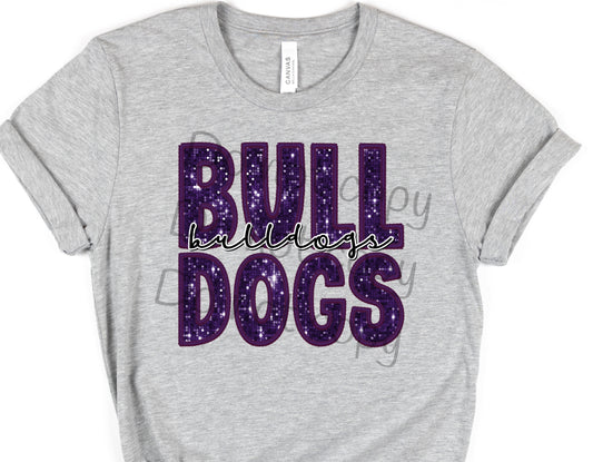 Bulldogs purple sequin bulldogs-DTF