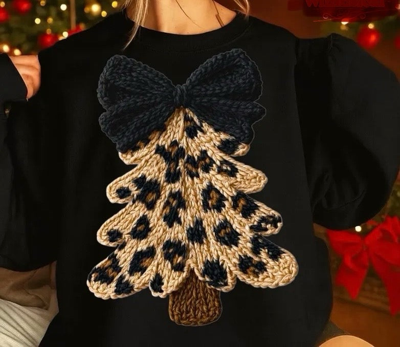 Leopard tree black bow-DTF&UV