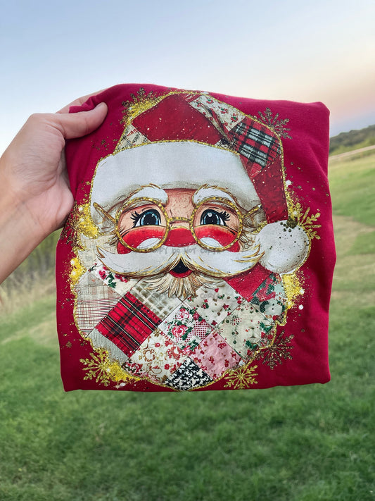 Santa Gold-Lined Patchwork -DTF&UV