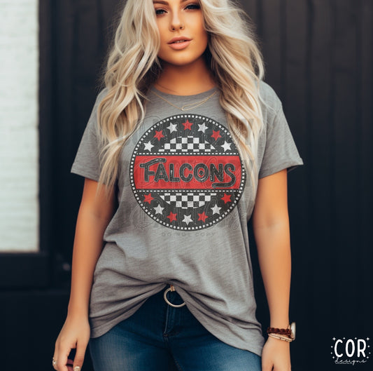 Falcons Red Stars & Checkered - DTF