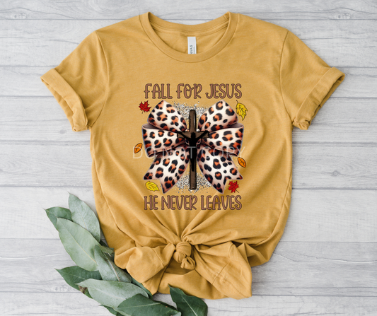 Fall For Jesus leopard bow-DTF