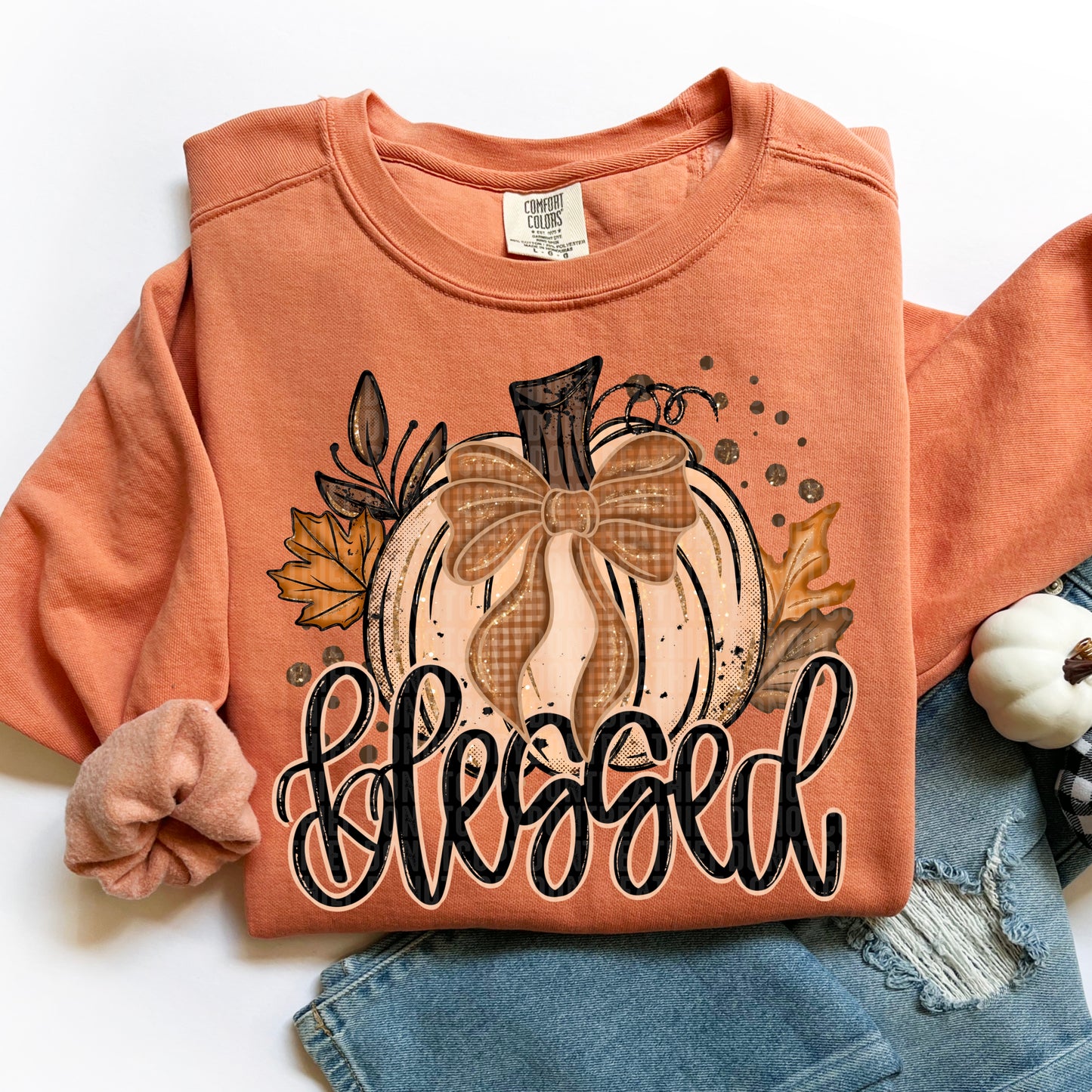Fall Glitter Pumpkin Blessed-DTF&UV