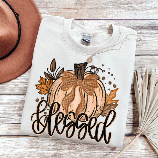 Fall Glitter Pumpkin Blessed-DTF&UV