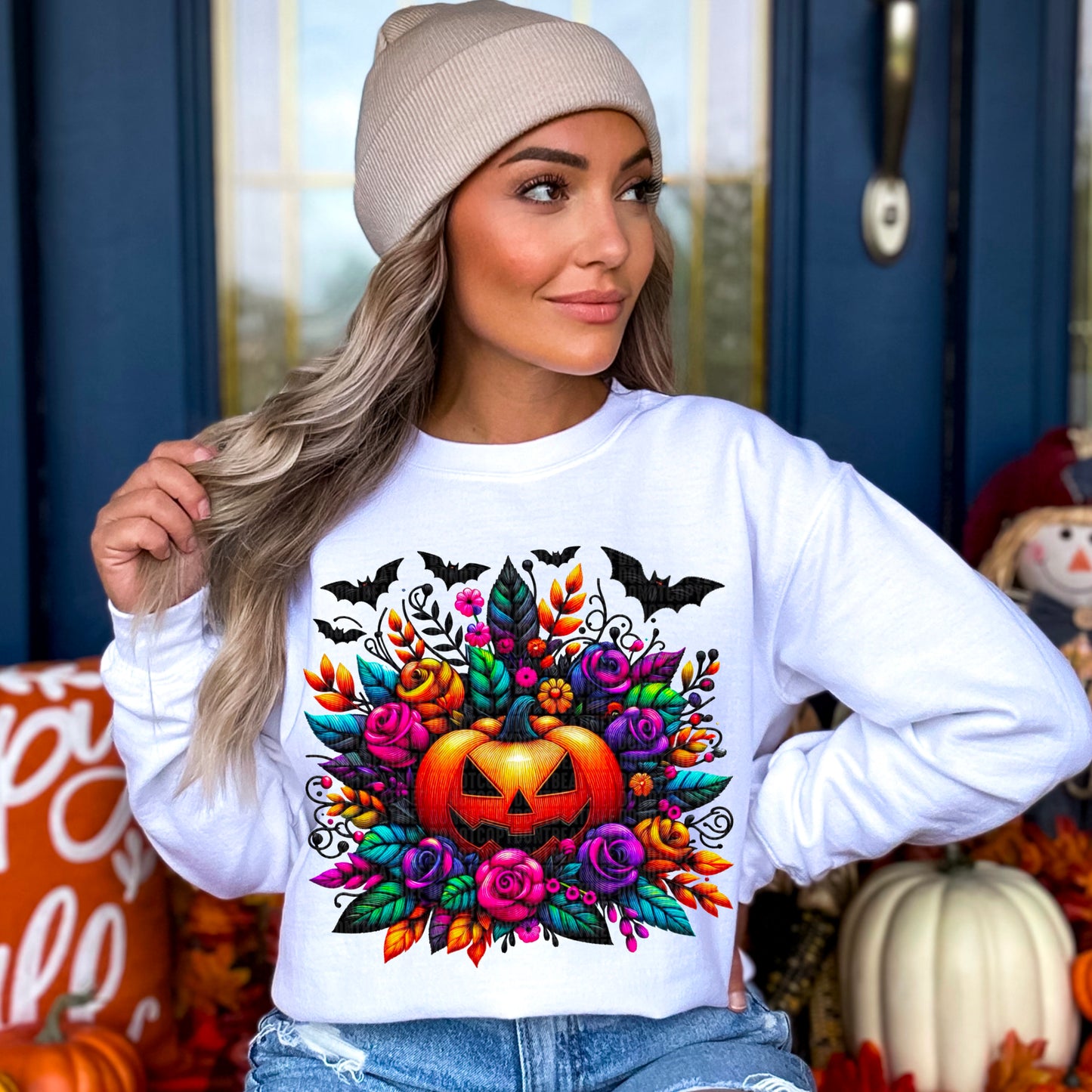 Fall pumpkin neon floral-DTF