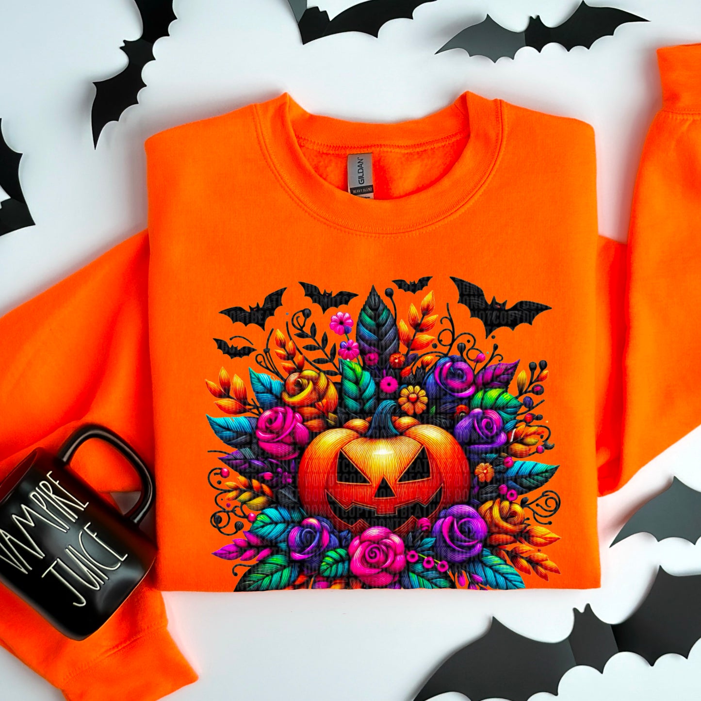 Fall pumpkin neon floral-DTF