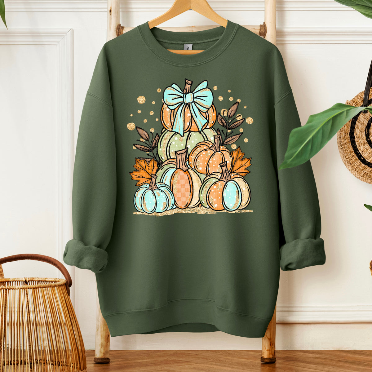 Fall Pumpkins with faux gold glitter-DTFS&UV