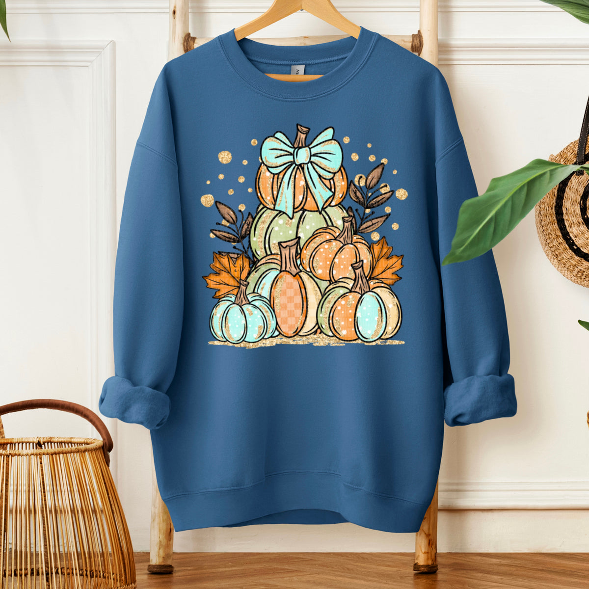 Fall Pumpkins with faux gold glitter-DTFS&UV