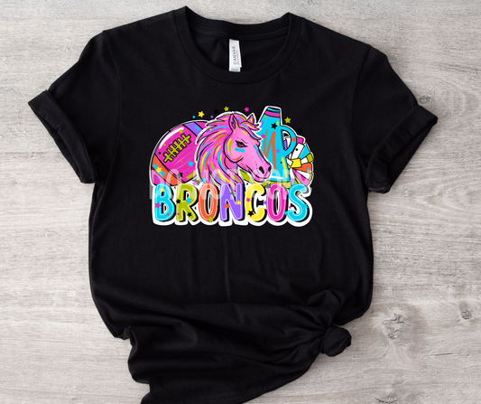Football and Poms Mascot Bright Broncos-DTF