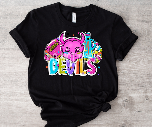 Football and Poms Mascot Bright Devils-DTF