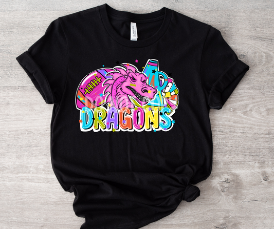 Football and Poms Mascot Bright Dragons-DTF