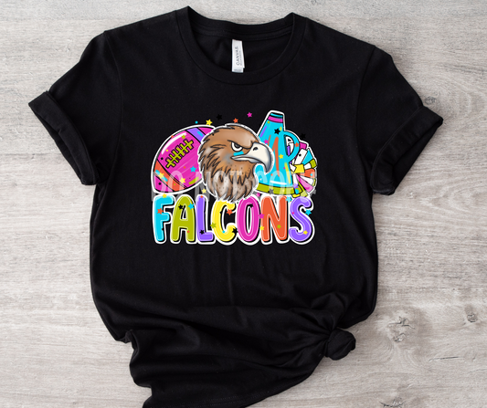 Football and Poms Mascot Bright Falcons-DTF