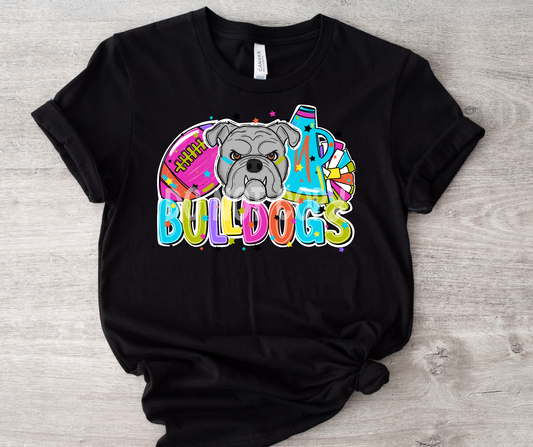 Football and Poms Mascot Bright GRAY Bulldogs-DTF