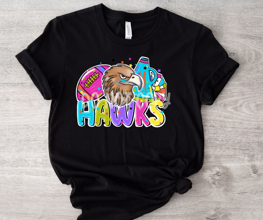 Football and Poms Mascot Bright Hawks-DTF