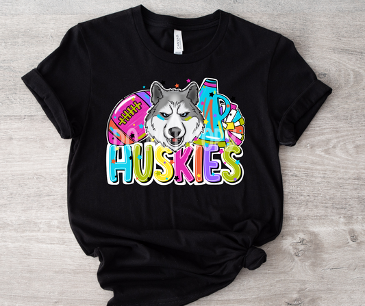 Football and Poms Mascot Bright Huskies-DTF