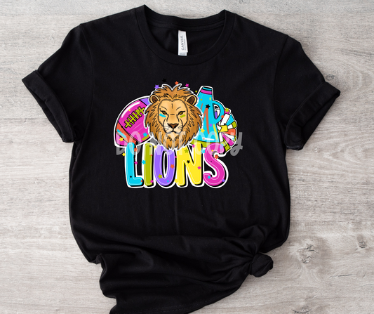 Football and Poms Mascot Bright Lions-DTF