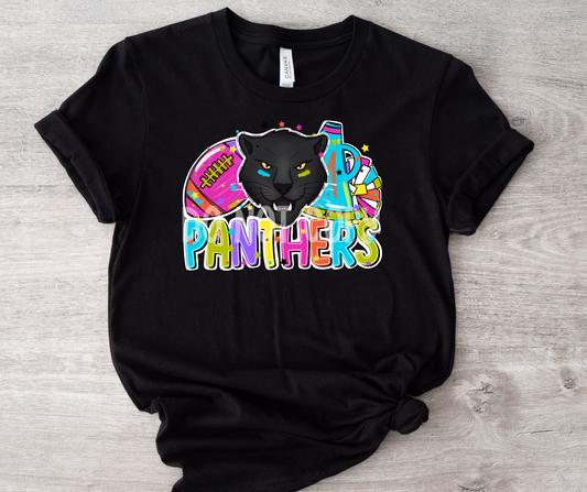 Football and Poms Mascot Bright Panthers-DTF