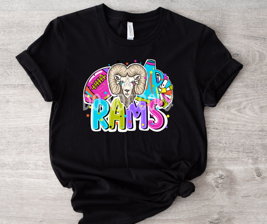 Football and Poms Mascot Bright Rams-DTF