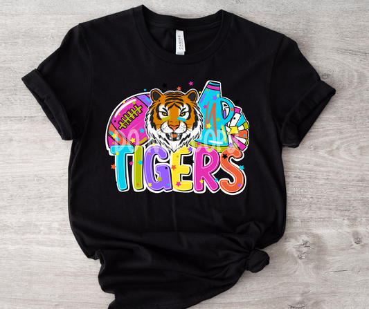 Football and Poms Mascot Bright Tigers-DTF