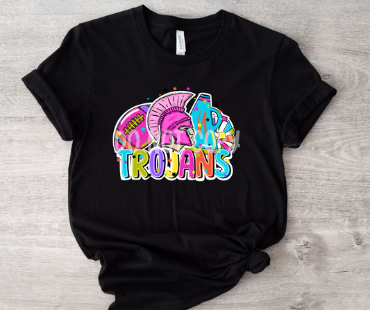 Football and Poms Mascot Bright Trojans-DTF