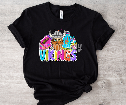 Football and Poms Mascot Bright Vikings-DTF