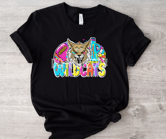 Football and Poms Mascot Bright Wildcats-DTF