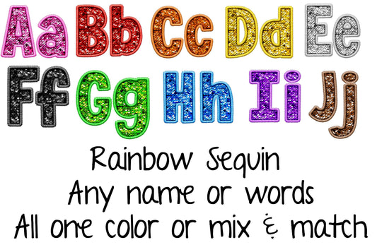 Custom Rainbow Sequin (business names, teachers, occupations, names, etc)-DTF