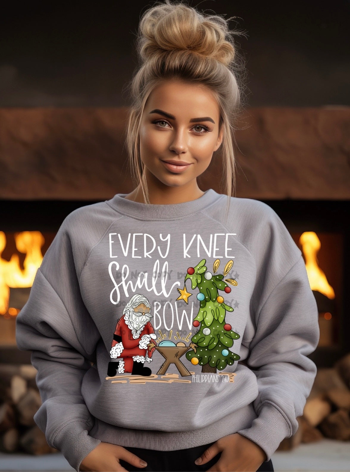 Every knee shall bow Santa tree-DTF