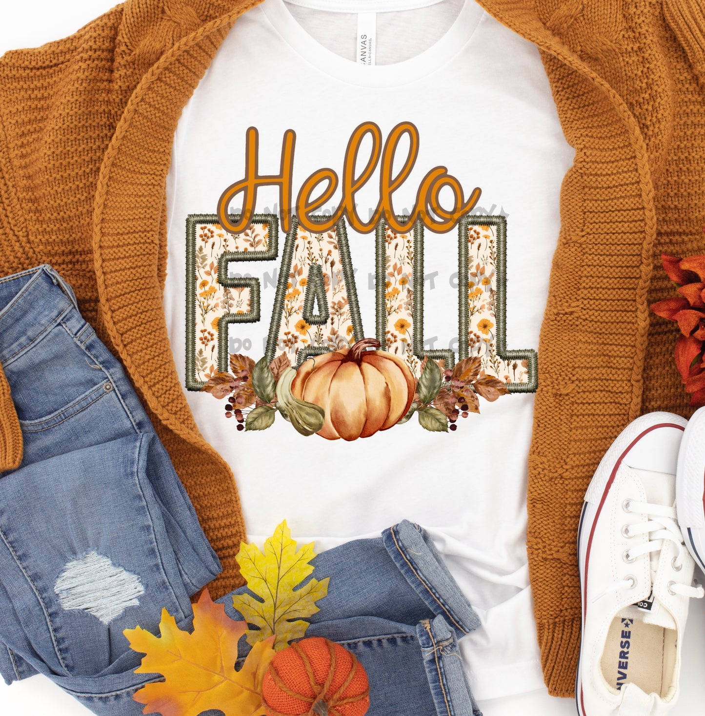Hello Fall Faux Embroidery-DTF