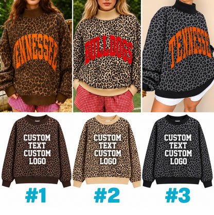 ABI Leopard Mock Neck Crew -Pre Order