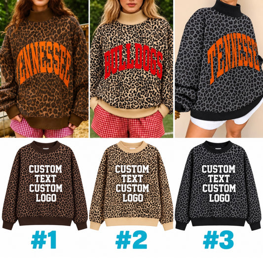 ABI Leopard Mock Neck Crew -Pre Order