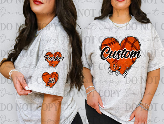 Basketball Heart Custom & Sleeve -DTF